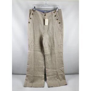 Sundance Pants Womens 12 Beige 100% Linen Wide Leg Pants (32x32) NWT